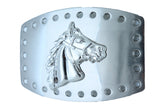 Horse Profile Silver Metal Rectangular Belt Buckle